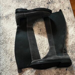 Gray Suede Knee-High Boots